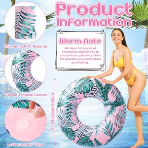 47.24 inch Hồ bơi bơm hơi ống lớn người Lớn Nước <span class=keywords><strong>Float</strong></span> với nhiệt đới lá nổi bơi vòng hồ bơi vui chơi giải trí cơ sở - Product Image 4