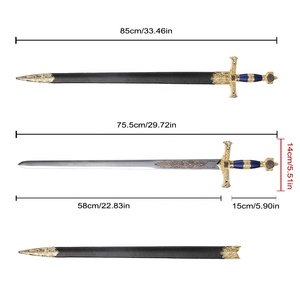Spada <span class=keywords><strong>Giocattolo</strong></span> da 85 cm del Cavaliere Crociato con Stella di David del Re Salomone d'Israele Dorata di Storia Medievale in Vendita - Product Image 2