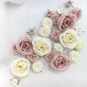 Großhandel große Samt gefälschte Rose Blumen köpfe DIY Home Hochzeits dekor künstliche große rosa weiße Seide künstliche Blume Rose Kopf