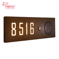 Plaque de porte personnalisée en métal éclairée avec numéro de chambre d'hôtel LED de luxe, bouton de sonnette et logo d'hôtel