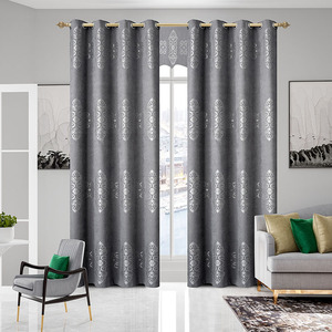 Cationic hiện đại màn màu xám bạc kim loại Jacquard Sparkle Polyester Vải phòng tối cửa sổ Rèm cho phòng khách - Product Image 1
