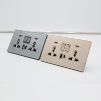 Panneau en verre trempé, interrupteur 2 voies, prise murale 3 broches, port de charge USB Type-C 18W, IP22, adaptateur 16A 250V, prise universelle