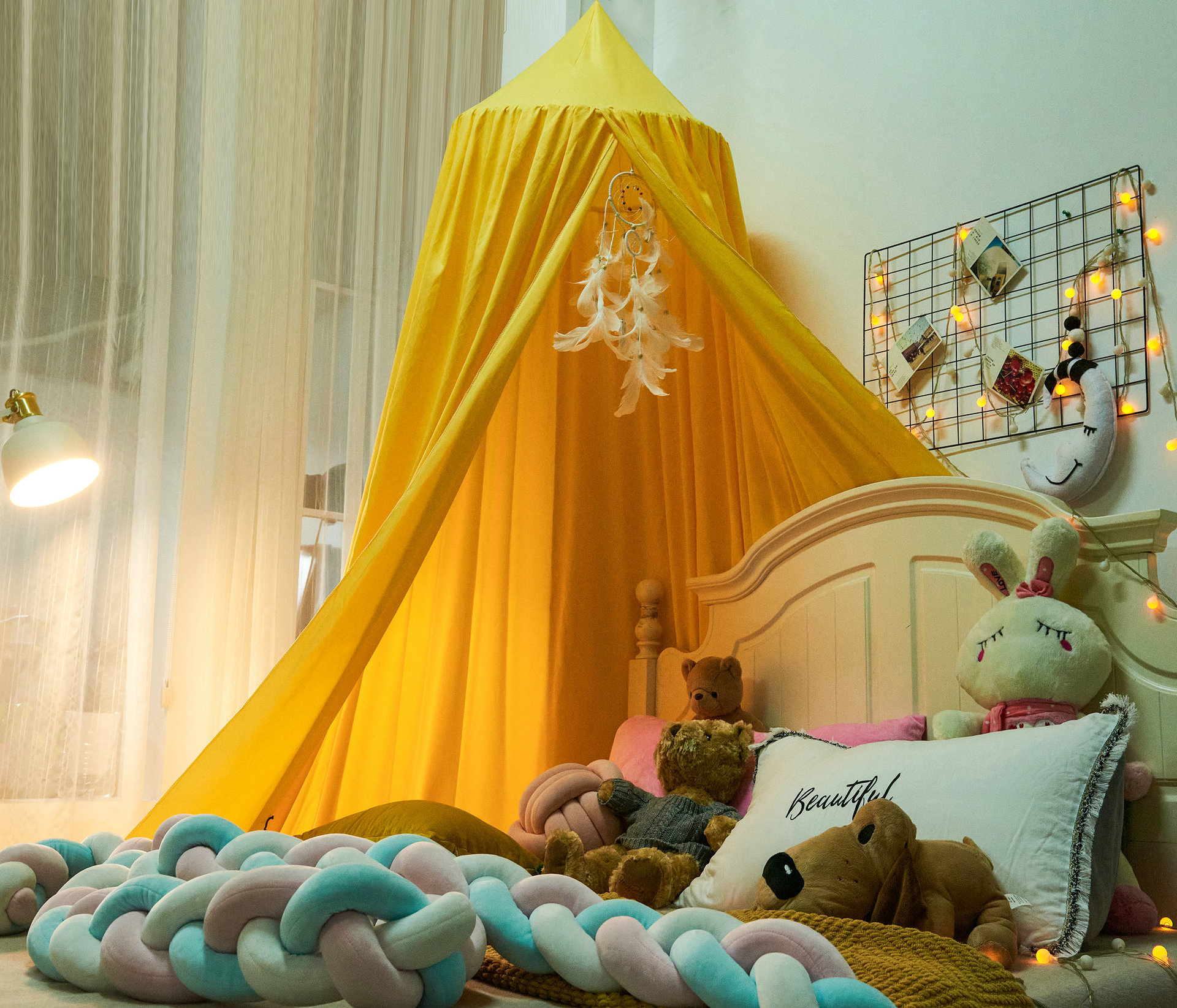 Baldacchino Per Letto Bambini - Tenda Zanzariera Cupola Rotonda - Verde Lago - 250 Cm Altezza - Foto 10