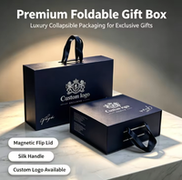 Boîte cadeau magnétique pliable de luxe avec poignée en soie, boîte d'emballage rigide pliable pour cosmétiques, bijoux, coffrets cadeaux