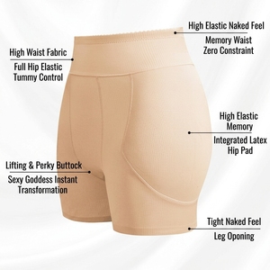 Novedad: Pantalones de control de cintura alta para mujer, efecto adelgazante de abdomen, bragas levanta glúteos sin costuras con almohadillas de látex, sensación de segunda piel, tipo bóxer. - Product Image 4