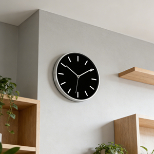 Sleek Black <b>Metal</b> 10 Inch Quartz Hanging Modern Wall <b>Clock</b> with Easy to Read Dial for Urban Office - Product Image 2