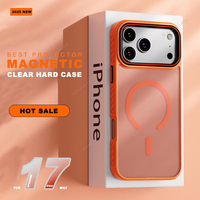 Coque de protection rigide semi-perméable en TPU+PC magnétique officielle, style Ins, toucher mat, pour iPhone 17 Pro Max