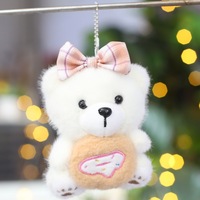 Porte-clés en peluche ours en biscuits blancs et bruns, personnalisé en usine OEM, pour cadeau d'anniversaire, décoration de sac à dos, pendentif de clé de voiture, article de boutique