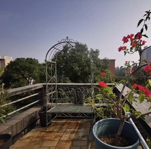 Arco Doppio a <span class=keywords><strong>Cuore</strong></span> in Ferro Battuto, Moderno e Minimalista, per Esterni, Supporto per Fiori, Porta Vasi, Scaffale per Giardino e Cortile - Product Image 4