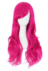 Prezzo all'ingrosso della fabbrica parrucca verde verde <span class=keywords><strong>rosa</strong></span> lunga riccia sintetica con frangia per le donne facile da usare - Product Image 5