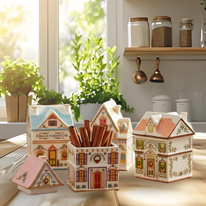 Ensemble de maisons en <span class=keywords><strong>pain</strong></span> <span class=keywords><strong>d</strong></span>'<span class=keywords><strong>épices</strong></span> miniatures <span class=keywords><strong>pour</strong></span> village de vacances, <span class=keywords><strong>d</strong></span>écorations festives en pots, bougies de Noël <span class=keywords><strong>pour</strong></span> comptoir de cuisine - Product Image 5