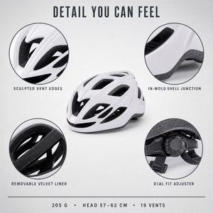 Casque de vélo KMS-HO109 pour adultes, cyclisme sur route et VTT, 205g, In-Mold, 19 aérations, rembourrage lavable, système de réglage par molette, unisexe - Product Image 2