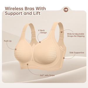 <span class=keywords><strong>Reggiseno</strong></span> Senza Ferretto in Gel Traspirante Plus Size da Donna, Copertura Totale, <span class=keywords><strong>Push</strong></span>-<span class=keywords><strong>up</strong></span>, Senza Cuciture, Lingerie per Seno Grande - Product Image 4