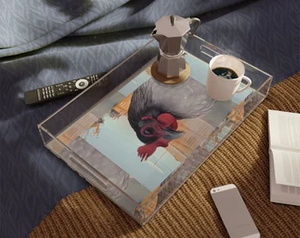 Organizador de bandejas decorativas transparentes personalizadas para algunas encimeras de mesa de centro con asas, bandeja de acrílico para servir - Product Image 5