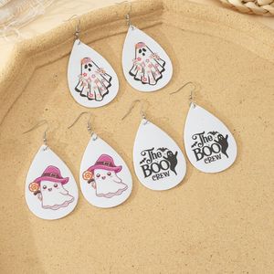 Boucles d'oreilles pendantes en cuir motif Tsunami Cartoon, fantôme et citrouille d'Halloween pour femme, bijoux de fête - Product Image 3