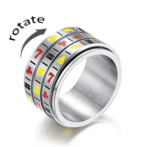 विंटेज खेल मशीन गहने Fidget अंगूठी टाइटेनियम स्टील घुमाएँ स्वतंत्र रूप से चिंता अंगूठी के लिए पार्टी