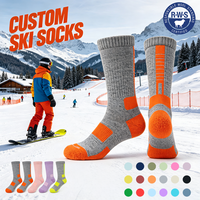 Chaussettes de ski en laine épaisse, résistantes, tricotées douces, pour sports de plein air, snowboard, conception OEM, chaussettes personnalisées en gros