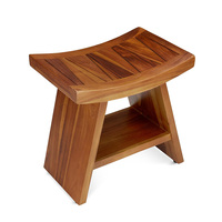Tabouret de douche en teck avec étagère antidérapant banc de siège de bain en bois de teck de qualité supérieure pour douche intérieure entièrement assemblé organisateur de bain Spa