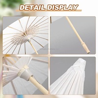Parasol décoratif en papier de bambou blanc, taille combo 60/84 cm, pour événements et fêtes en plein air