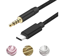 Câble adaptateur Aux Type-C vers 3,5 mm avec conducteur en cuivre pur pour écouteurs, ordinateur, voiture et téléphone - Charge rapide et transfert de données