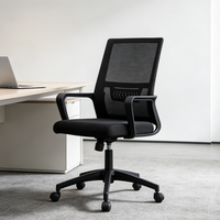 Chaise de bureau pivotante moderne à hauteur réglable avec tissu en maille ergonomique et base en acier pour usage domestique/bureau, idéale pour les employés et les designers