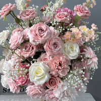 Nouveautés SMOOTH Centre de table en soie rose pour mariage Fleur au toucher réel Fleur artificielle Boule de fleurs pour événement de mariage