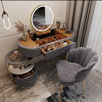 Miroir de coiffeuse moderne, miroir de table à maquillage, commode en bois avec tiroirs, coiffeuse avec miroir et lumières