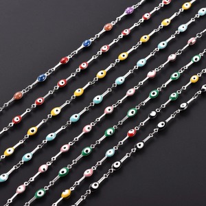 Pulsera de cadena de mano de acero inoxidable de 4 mm con ojo turco, para mujer, niña, tobillera, joyería de metal, regalo de verano - Product Image 3