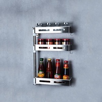 Étagère murale de cuisine complète pour accessoires de cuisine, support à épices en métal noir/argent, organisateur de vaisselle et d'assiettes
