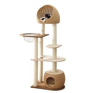 Grand <span class=keywords><strong>arbre</strong></span> <span class=keywords><strong>à</strong></span> <span class=keywords><strong>chat</strong></span> pour <span class=keywords><strong>chat</strong></span> corpulent, avec structure d'escalade, nid et griffoir intégrés, multi-niveaux, facile d'entretien, en bois massif et sisal japonais tressé, écologique - Product Image 1