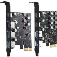 Carte d'extension PCIE USB 3.0 Type C 5 Gbps, adaptateur convertisseur PCI-E vers USB3.0 Type-C HUB 4 ports, USB3.2 GEN 1 USB a + USB C