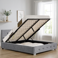 Lit Ottoman Double King Size en Tissu avec Rangement, Design Moderne Personnalisé Willsoon, Cadre en Bois Doux, Fournisseur de Meubles de Chambre