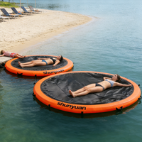 Hamac flottant gonflable en PVC personnalisé de 8 pieds avec technologie Drop Stitch, pont flottant avec anneau rond pour plusieurs personnes