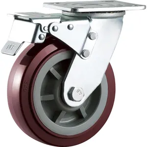 S-S Pu Swivel Caster Plastic Wiel Industriële Polymeer Trolly Wielen