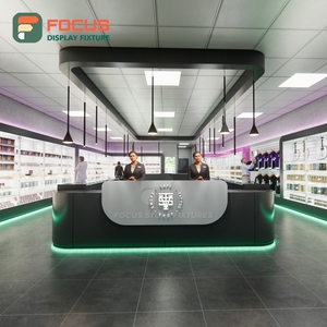 Vitrine de présentation pour magasin de tabac, en bois et verre, avec éclairage LED, comptoir de présentation de tabac - Product Image 1