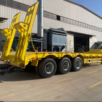 Semi-remorque à plateau surbaissé pour excavatrice, 3 essieux, en acier, 60T/80T/100T/150T ou sur mesure, pneus 12R22.5 Dingtu, à vendre