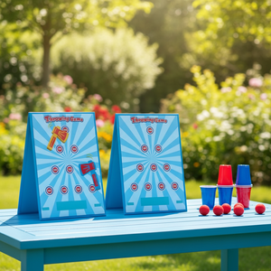 เกมโยน 2 in 1 สำหรับเล่นในสวนหลั<span class=keywords><strong>ง</strong></span>บ้าน ปิ<span class=keywords><strong>ง</strong></span>ปอ<span class=keywords><strong>ง</strong></span> ขวาน กระดานกระดาษ และเกมติดผนั<span class=keywords><strong>ง</strong></span>สำหรับเด็กอายุ 3 ปีขึ้นไป สีฟ้า สำหรับเล่นกลางแจ้ง - Product Image 5