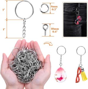 Audab Pcs Keychain Bulk Pcs Keychain <b>Rings</b> With Chain And Open Jump <b>Ring</b> With Screw Eye Pins For Crafts And Jewelry Making - Product Image 3