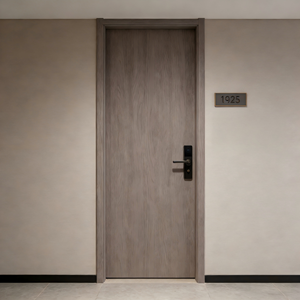 <span class=keywords><strong>Porte</strong></span> composite insonorisée 46 dB, imperméable, gris clair, grain de montagne, placage PVC, design minimaliste, pour hôtel, bureau, chambre - Product Image 1