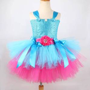 Vestido de Princesa Azul de Halloween para Niñas, Disfraz de Elfo Troll para Niños, Vestido de Princesa en Capas para Niñas - Product Image 3