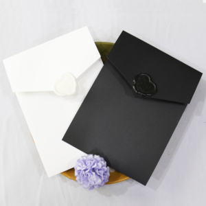 Invitations de mariage personnalisées chic en vélin <span class=keywords><strong>avec</strong></span> impression <span class=keywords><strong>photo</strong></span>, sceau de cire en forme de cœur et porte-carte <span class=keywords><strong>avec</strong></span> enveloppe - Product Image 3