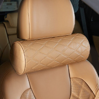Coussin de tête de voiture multifonctionnel en cuir marron de luxe, coussin de nuque en mousse à mémoire de forme, ventilation, imperméable, couleur unie Huihou