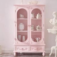 Buffet rétro américain en bois massif Double porte Armoire de rangement pour le vin sculptée européenne Armoire d'entrée ancienne haute Salon