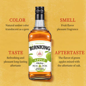 <span class=keywords><strong>Whisky</strong></span> de Manzana Mezclado al por Mayor <span class=keywords><strong>con</strong></span> Notas de Caramelo y <span class=keywords><strong>Canela</strong></span>, Botella de 700 ml, Suministro B2B, Estilo Americano BIRNKING, 24% ABV, Grado A - Product Image 4