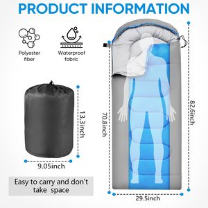 Saco de Dormir Impermeable para Exteriores de Alta Calidad 190T, Saco de Dormir para Camping, Cómodo, Ligero y Portátil - Product Image 3