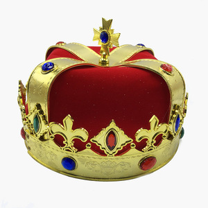 Baroque plastique hommes or cheveux diadèmes plein rond <span class=keywords><strong>roi</strong></span> couronne anniversaire décoratif fête couronnes - Product Image 2