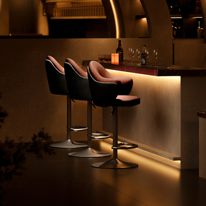 豪华北欧复古现代可调高架旋转酒吧凳，用于厨房岛柜台和餐厅 - Product Image 2