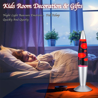 Lampe de table LED en verre en forme de fusée, 13 pouces, corps en aluminium arc-en-ciel, avec paillettes colorées, style lampe à lave, E14/E26, vente en gros