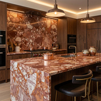 Comptoir de cuisine en marbre poli moderne en pierre naturelle, nouveau marbre breccia pernice