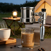 Machine à expresso pneumatique portable en acier inoxydable 304, compacte pour la maison/les voyages en extérieur, avec soupape de décompression CO2/azote